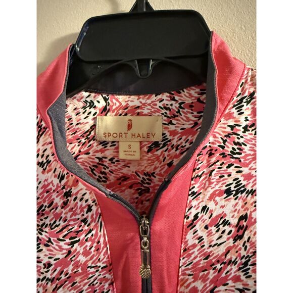 Sport Haley Women’s Sleeveless Golf Top 1/4 Zip Pink Abstract Print - Size Small - Picture 2 of 6